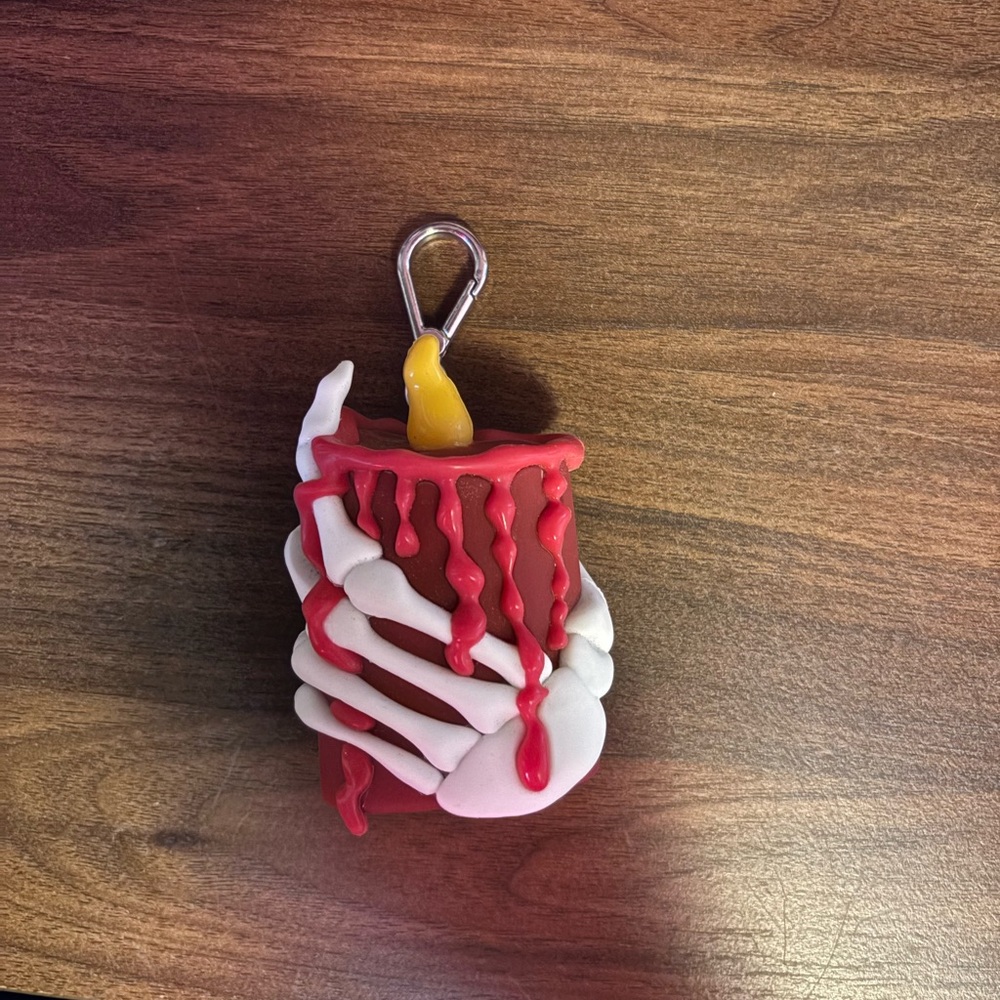Red and White Candle Keychain